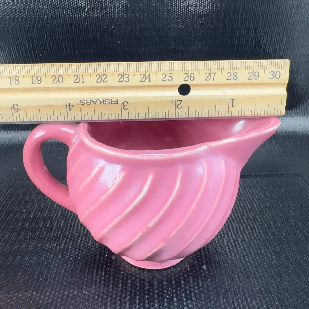 Antique American Pottery USA‎ Mauve Swirl Pattern Small Pitcher Creamer Vintage